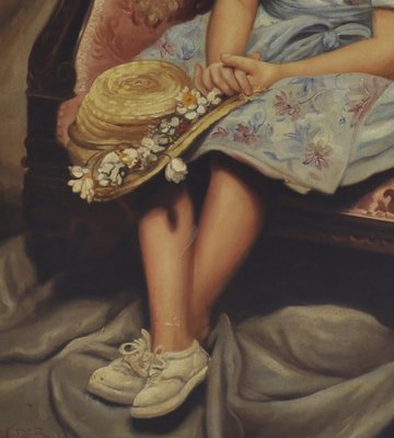 Nicola del Basso, Child on Armchair, 21st Century, Oil on Canvas-YUW-1317610