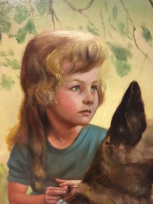 Nicola del Basso, Child with Dog, 1999, Oil on Canvas-YUW-1317611