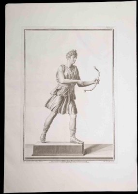 Nicola Fiorillo, Archer, Ancient Roman Statue, Original Etching, 18th Century-ZCI-1379400