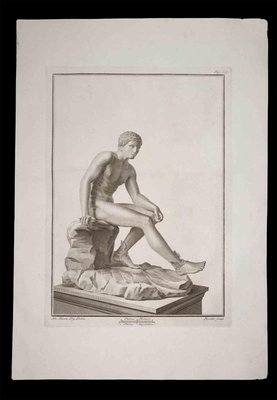 Nicola Fiorillo, Hermes, Ancient Roman Statue, Original Etching, 18th Century-ZCI-1379395