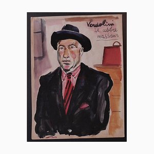 Nicola Simbari - Verdolini the Famous Masseur - Original Watercolor - 1960s-ZCI-899479