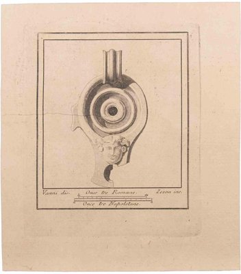 Nicola Vanni, Oil Lamp with Decoration, Etching, 18th Century-ZCI-1760648