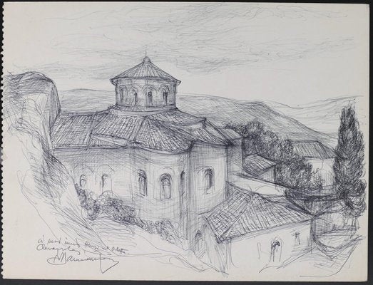 Nicolas Damianakis, View, Drawing, Late 20th Century-ZCI-871284