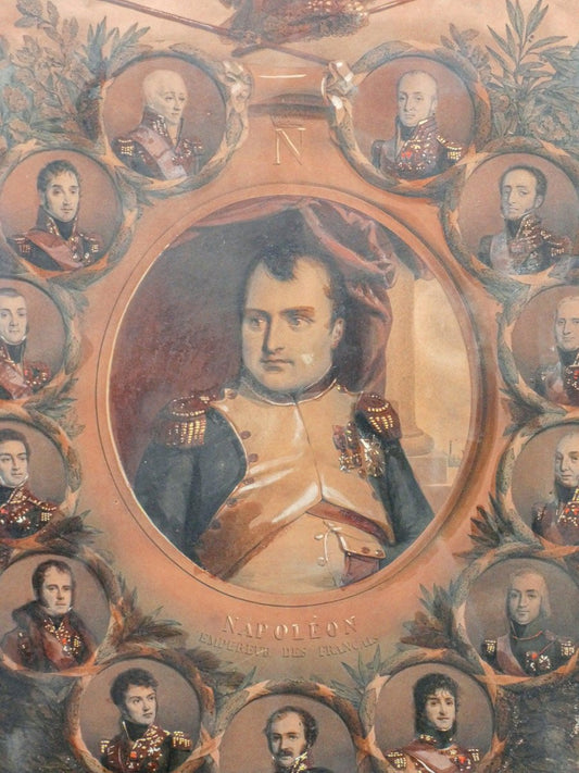 Nicolas Eustache Maurin, Napoleone Imperatore Dei Francesi, Con I Suoi Marescialli, Parigi, 1840s, Lithograph, Framed