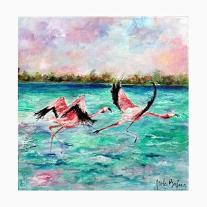 Nicole Benjamin, Greater Flamingos, 2018, Acrylic & Oil on Panel-CHG-944265