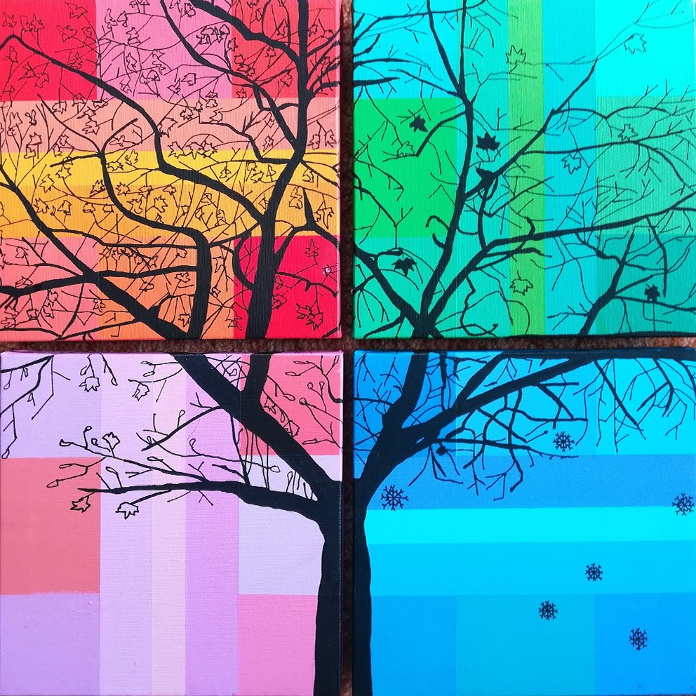 Nicoletta Belli, The Seasons Tree, 2019, Paintings, Set of 4