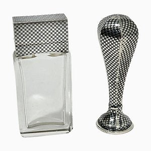 Niello Silver Wax Seal Stamp and Rectangular Niello and Crystal Scent Bottle, Set of 2-UCH-1224337