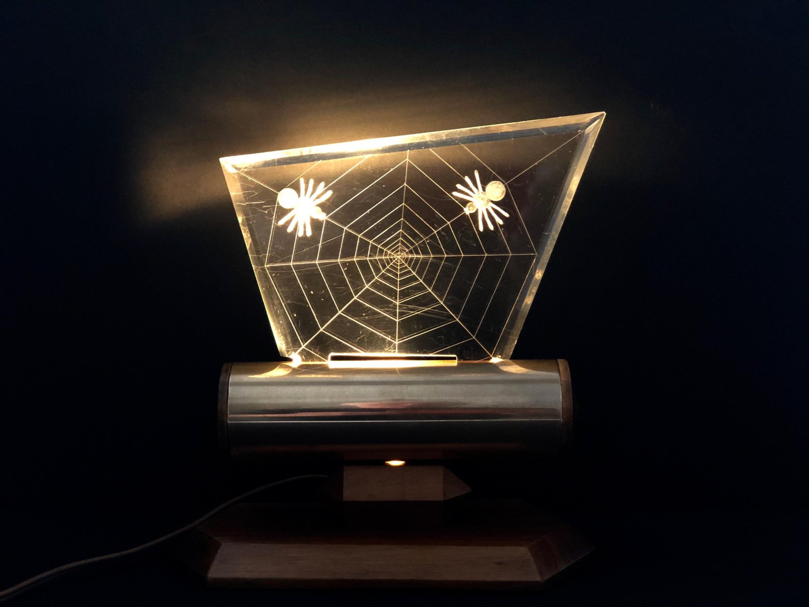 Night Light with Spiders Engraved in Acrylic Glass, 1960s