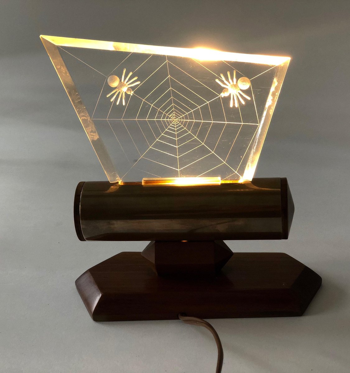 Night Light with Spiders Engraved in Acrylic Glass, 1960s