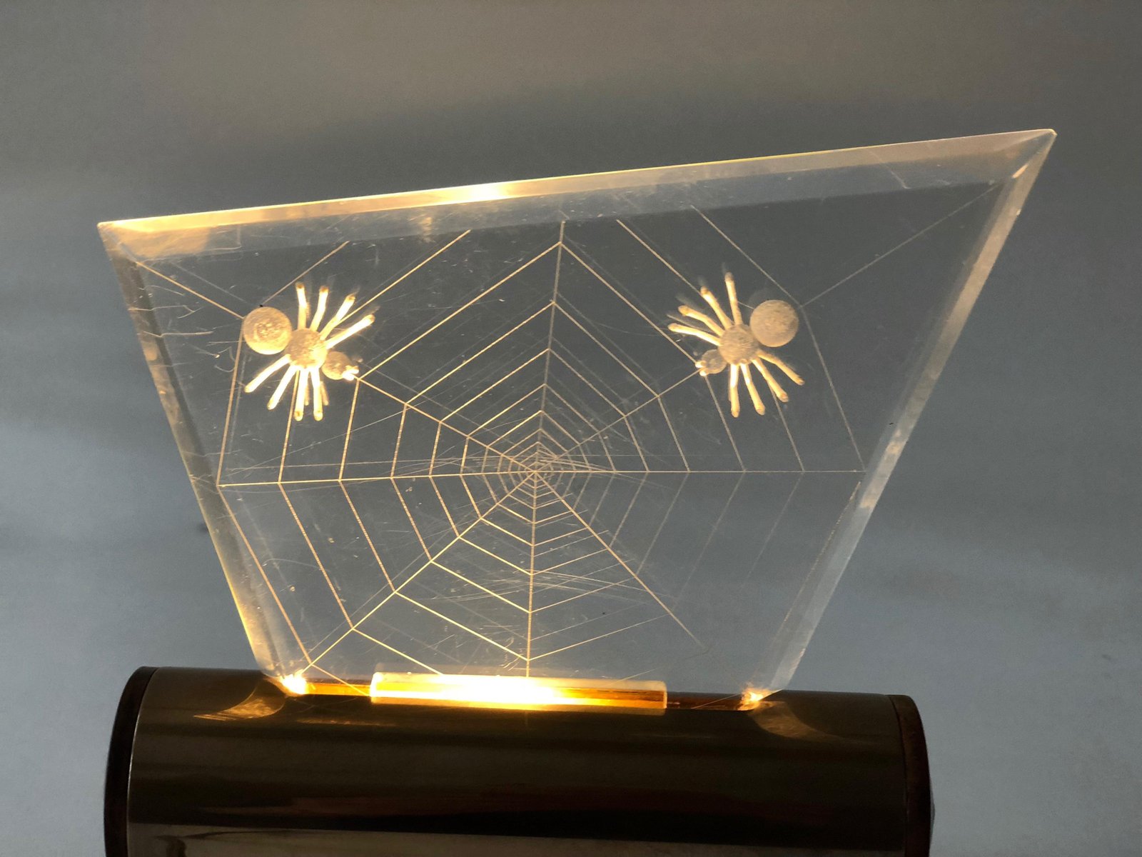 Night Light with Spiders Engraved in Acrylic Glass, 1960s