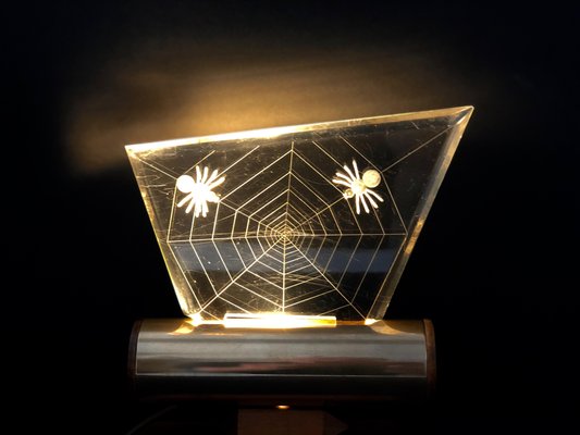 Night Light with Spiders Engraved in Acrylic Glass, 1960s-BAF-1009123