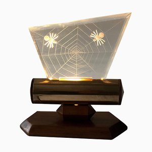 Night Light with Spiders Engraved in Acrylic Glass, 1960s-BAF-1009123