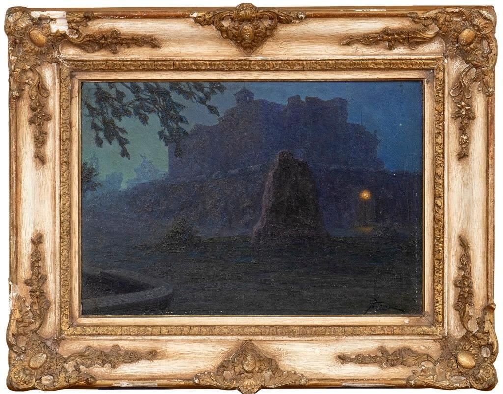 Night - Original Oil on Board by G. B. Crema - 1920s 1920s