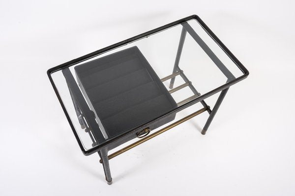 Night Table Sheathed in Leather by Jacques Adnet-VRR-1047675