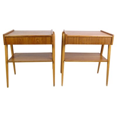 Nightstands in Teak by Ab Carlström & Co Furniture Factory, 1950s, Set of 2