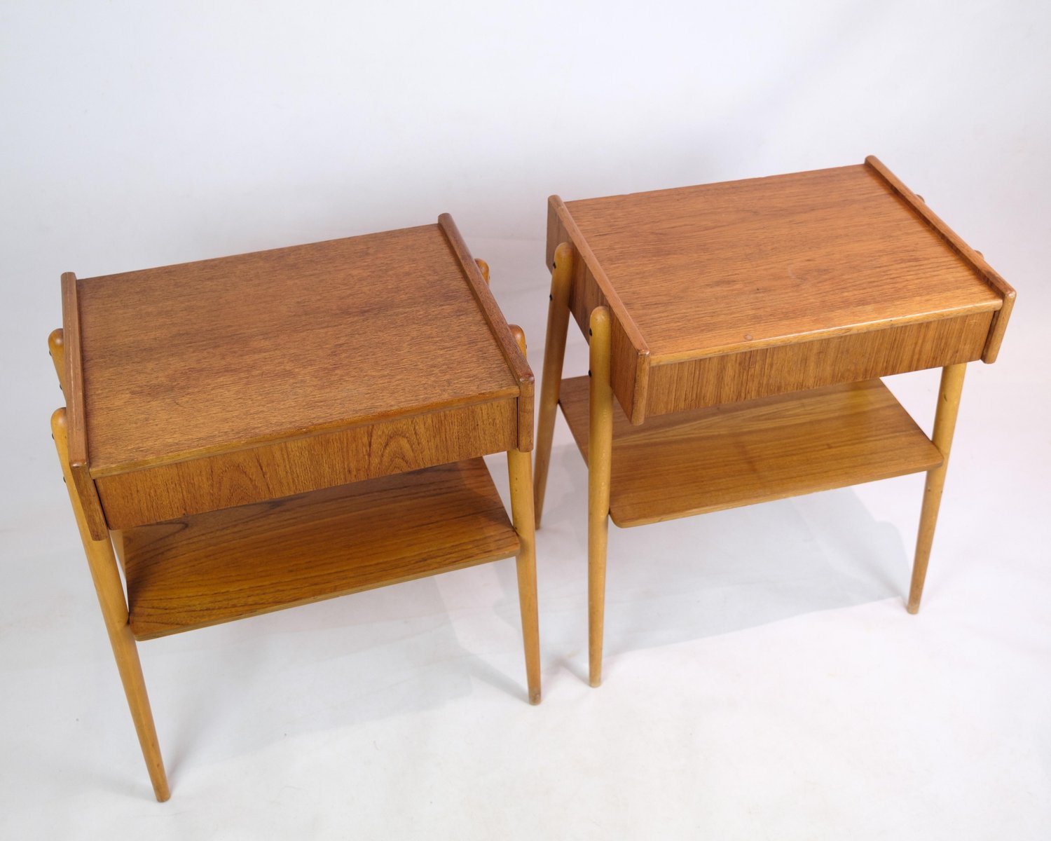 Nightstands in Teak by Ab Carlström & Co Furniture Factory, 1950s, Set of 2