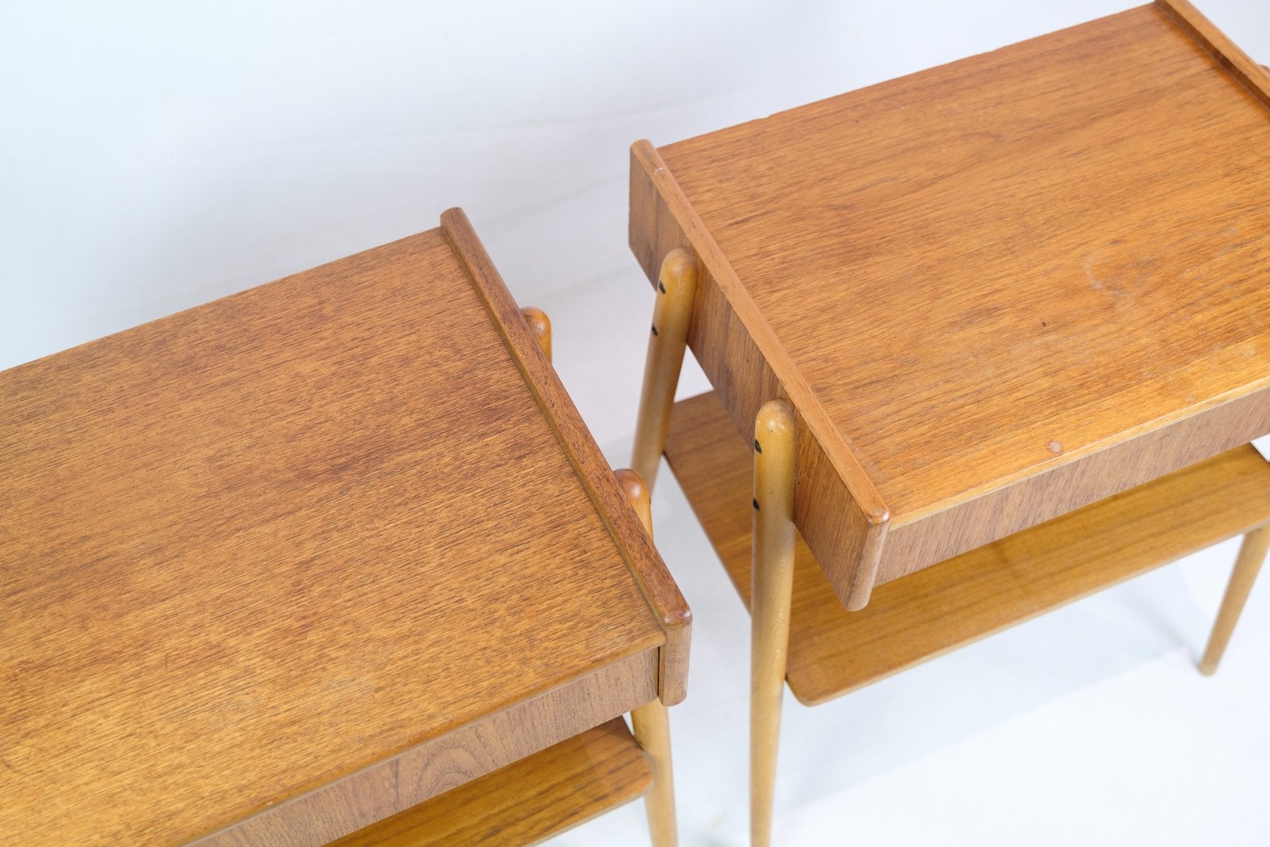 Nightstands in Teak by Ab Carlström & Co Furniture Factory, 1950s, Set of 2