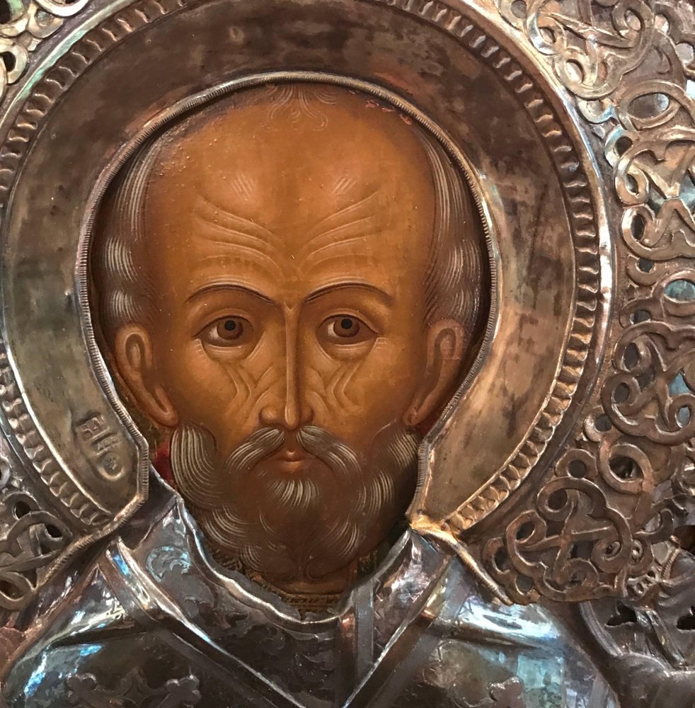 Nikolae Cudotvorec Icon in Silver attributed to E. Fedorowitsch St Petersburg, 1855