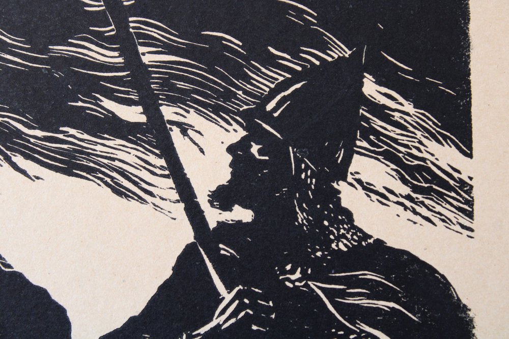 Nikolai Uvarov, Russian Epic, 1966, Linocut