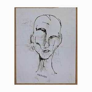 Nils Udo, Portrait, Original Drawing in China Ink, Late 20th-Century-ZCI-1316560