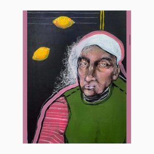 Nina Narimanishvili, Lemon Seller, 2021, Acrylic & Coal on Canvas-CHG-1154448