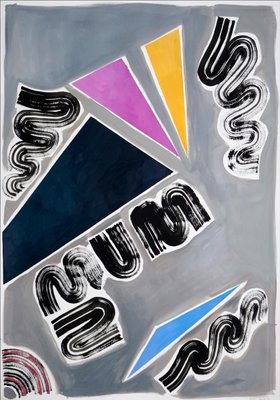 Nineties Triangles and Swirls Diptych, Futuristic Painting, 2021-RWC-996366