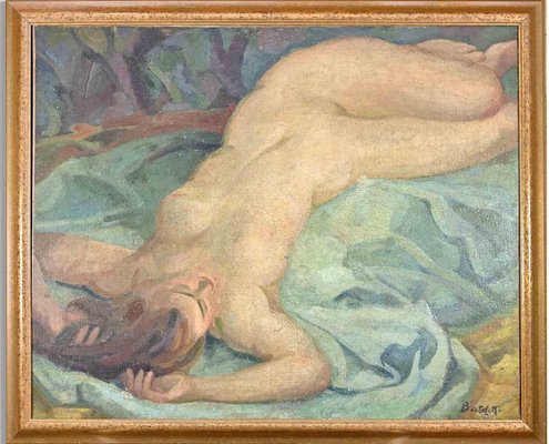 Nino Bertoletti, Lying Woman, Oil on Canvas, 1930s-ZCI-1257794