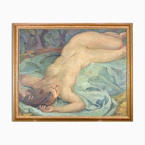 Nino Bertoletti, Lying Woman, Oil on Canvas, 1930s-ZCI-1257794