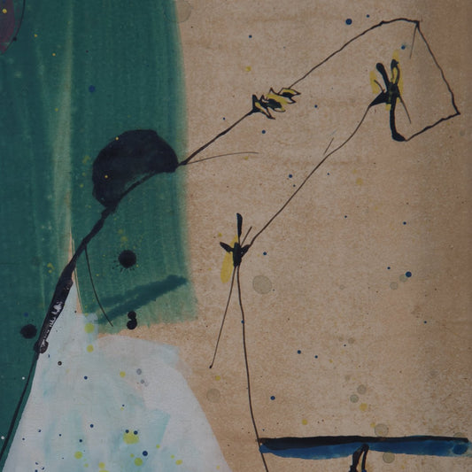 Nino Caffè, Italian Abstract Composition, 1960s, Mixed Media on Paper