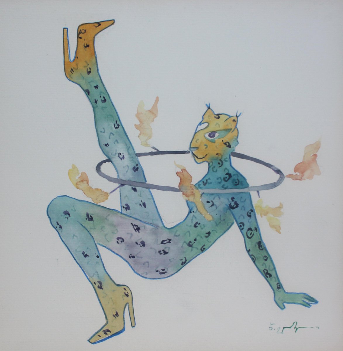 Nino Eliashvili, Hill and Hoop, 2021, Watercolor on Paper