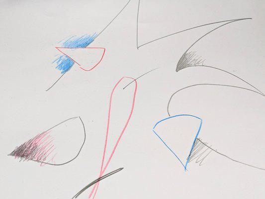 Nino Mustica, Abstract Composition, Pencil Drawing in Colours on Paper-NRC-1787759