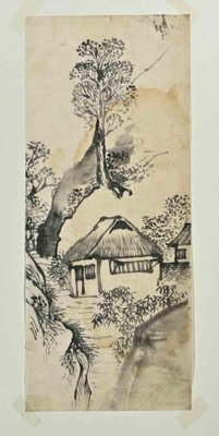 Nishimura Nantei, Village, Ink Drawing, Early 19th Century-ZCI-2029251