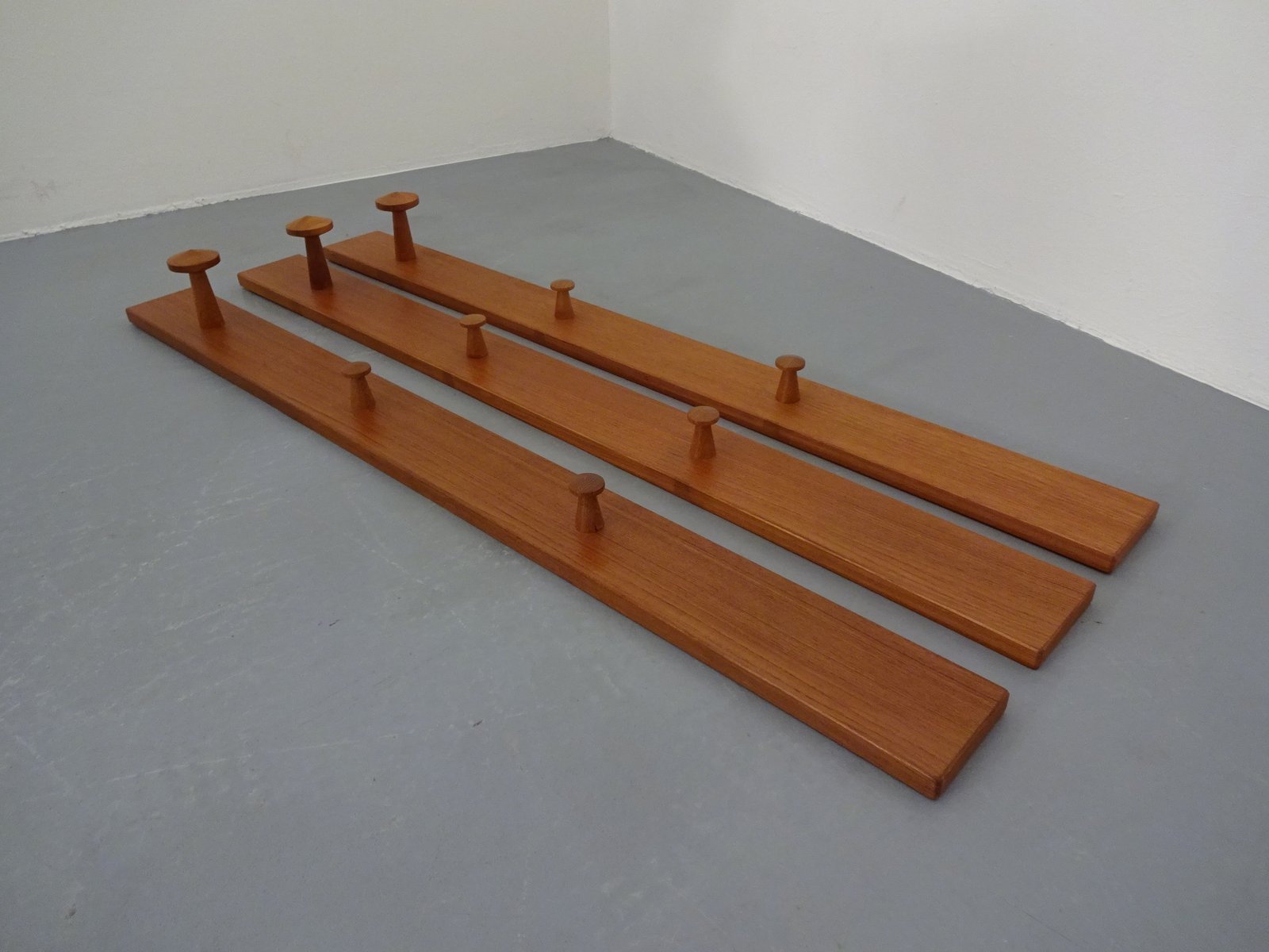 No. 140 Teak Wall Racks by Aksel Kjersgaard for Odder Møbler, 1960s, Set of 3