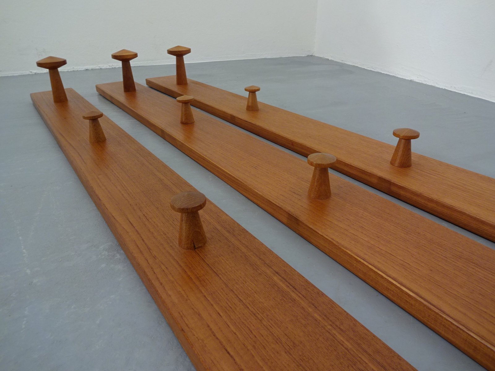 No. 140 Teak Wall Racks by Aksel Kjersgaard for Odder Møbler, 1960s, Set of 3