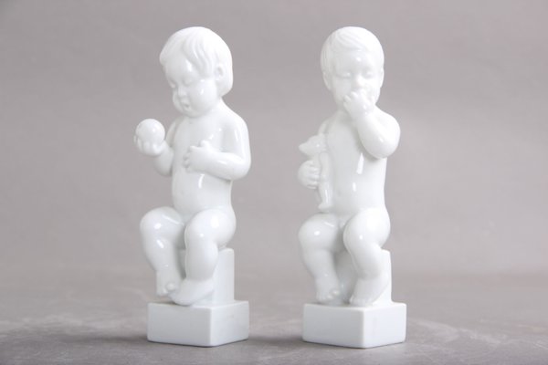 No. 2230 and 2231 Figures in Blanc de Chine by Sv. Lindhart for Bing & Grondahl, 1970-1982, Set of 2-DQ-1351077