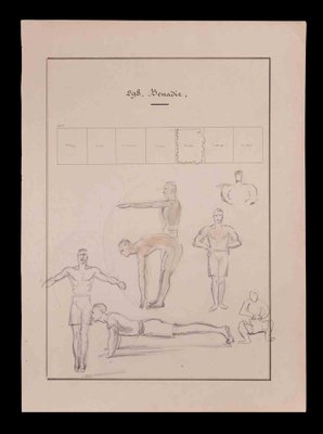 Norbert Meyre, Exercise, Drawing in Pencil, Early 20th-Century-ZCI-1342892