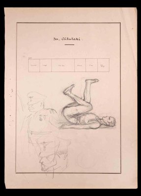 Norbert Meyre, Exercise, Drawing in Pencil, Early 20th-Century-ZCI-1342893