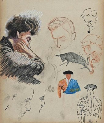 Norbert Meyre, The Figures Sketches, Drawing, Mid 20th-Century-ZCI-1308611