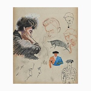 Norbert Meyre, The Figures Sketches, Drawing, Mid 20th-Century-ZCI-1308611