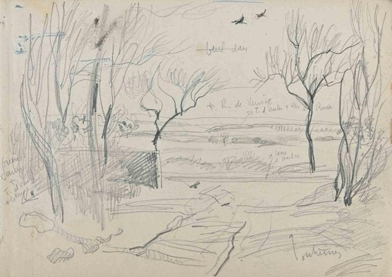 Norbert Meyre, The Landscape, Original Drawing, Mid-20th Century-ZCI-2024885