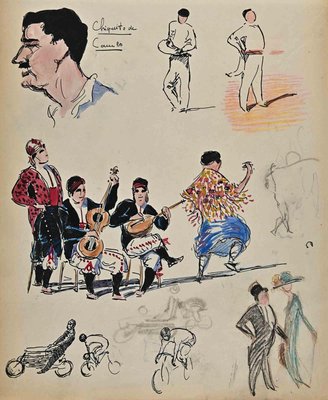 Norbert Meyre, The Musical Band, Drawing, Mid 20th-Century-ZCI-1308612