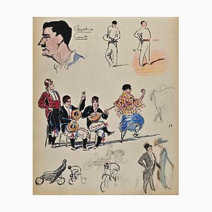 Norbert Meyre, The Musical Band, Drawing, Mid 20th-Century-ZCI-1308612