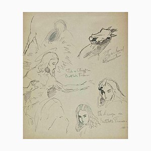 Norbert Meyre, The Sketches and Portrait, Original Drawing, Mid-20th Century-ZCI-1304510