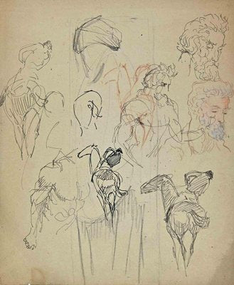 Norbert Meyre, The Sketches of Figures, Original Drawing, Mid-20th Century-ZCI-1304512