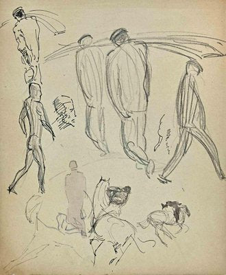 Norbert Meyre, The Sketches of Figures, Original Drawing, Mid-20th Century-ZCI-1304511