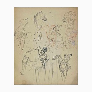 Norbert Meyre, The Sketches of Figures, Original Drawing, Mid-20th Century-ZCI-1304512