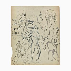 Norbert Meyre, The Sketches of Figures, Original Drawing, Mid-20th Century-ZCI-1304509