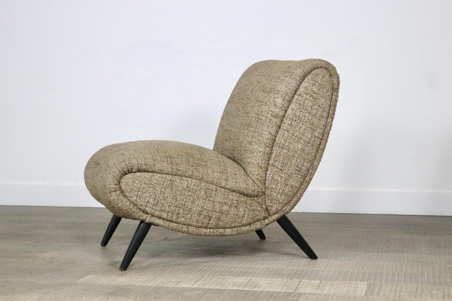 Norman Bel Geddes Armchairs in Birch Wood and Original Wool Fabric, 1950s, Set of 2