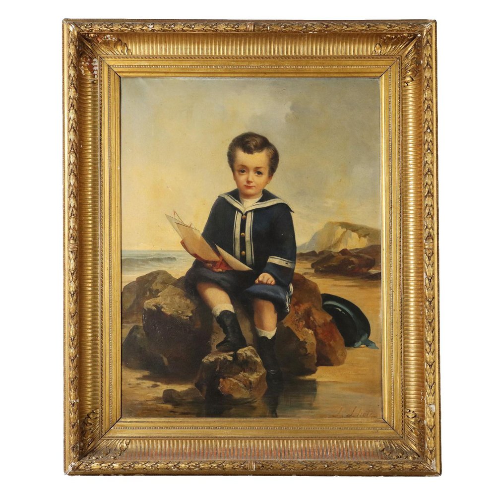 Northern European Artist, Portrait of Child, Oil on Canvas, Framed