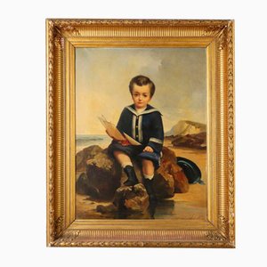 Northern European Artist, Portrait of Child, Oil on Canvas, Framed-VMM-1791034